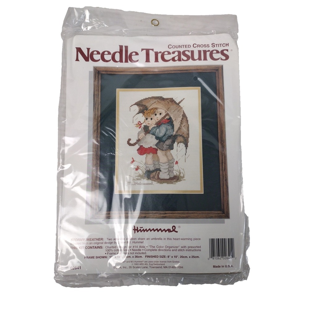 NEW Needle Treasures M.J. Hummel Counted Cross Stitch Kit Stormy Weather #02641